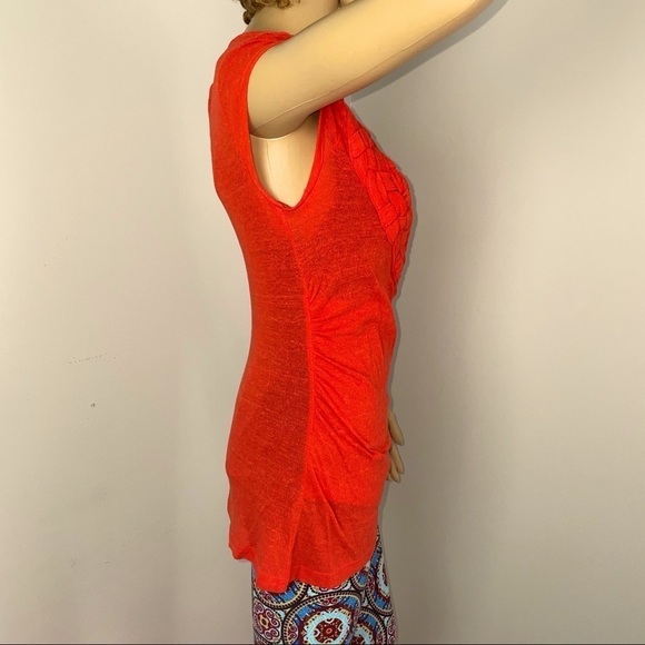Anthropologie C. Keer Red Knit Top – Crisscross V-Neck, Cap Sleeves – Small Peti - Picture 4 of 12